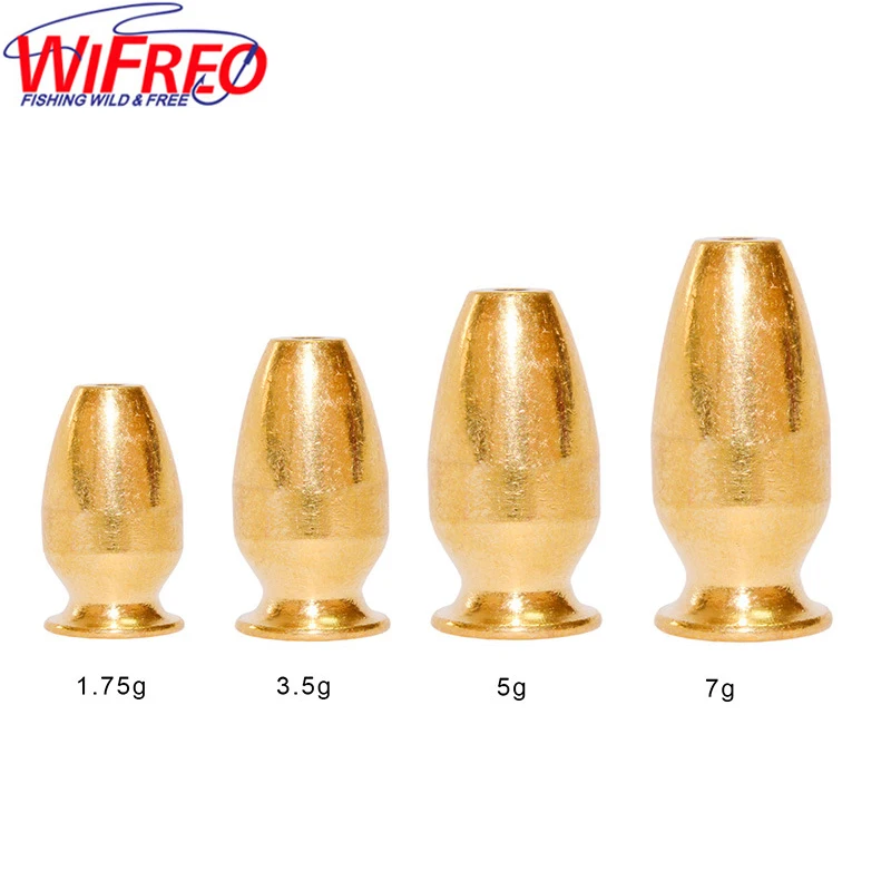 

Wifreo 1.75/3.5/5/7g Fishing Sinkers Copper Vase Type Bullet Shape Kit Tackle Fishing Hook Bait Line Screw Thread Copper Bullets