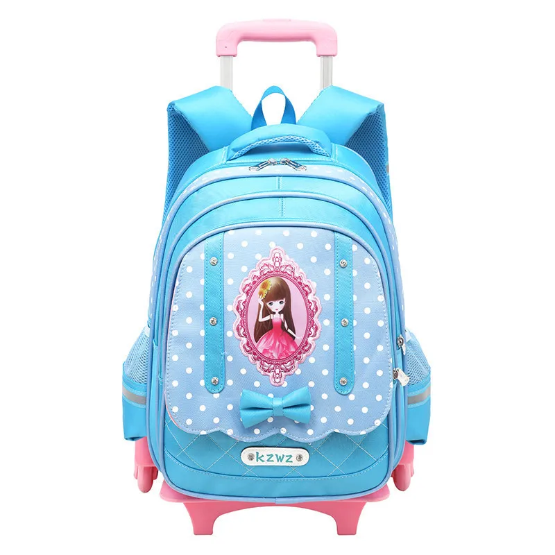 Removable Children School Bags with 2/6 Wheels for Girls Trolley