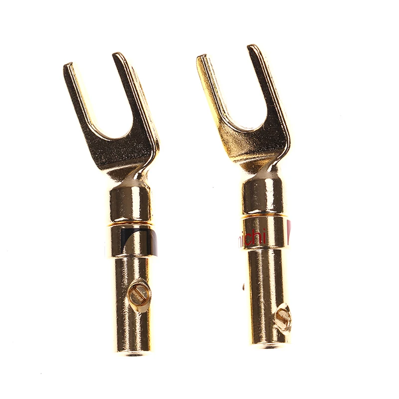 1Pair Banana Plug Y U Fork Brass Speaker Plug Connector Audio Spade