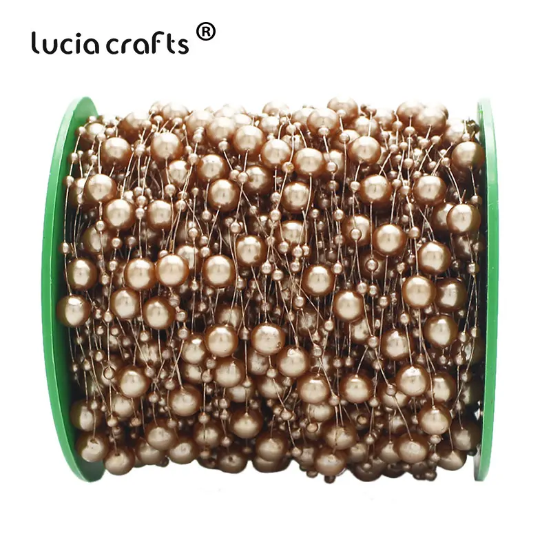 Lucia crafts 60 м/рулон смешанный 3/8 мм искусственный цепочка с жемчужными бусинами гирлянды искусственные цветы для свадьбы свадебный букет цветы C0613 - Цвет: C9 Coffee