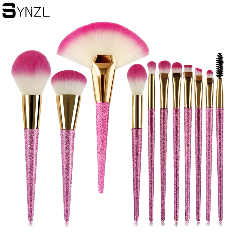 wholesale 20sets/lot 10pcs pink glitter makeup brush set big fan brush powder blush eyeshadow brushes wholesale 20sets/lot 10pcs pink glitter makeup brush set big fan brush powder blush eyeshadow brushes