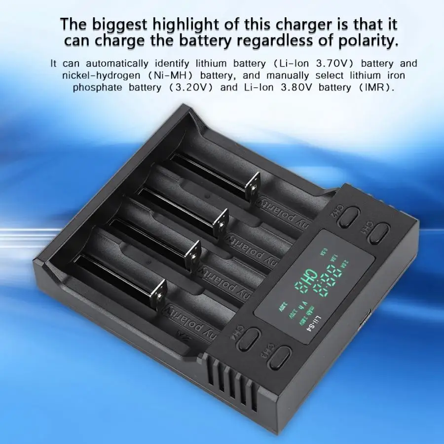 

LiitoKala Lii-S4 DC 5V2A Smart Battery Charger Four Slot with Power Display Smart Battery Charger