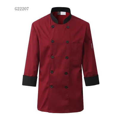 Красочные мешковатые Костюмы модные Демисезонный синий шеф-повар пальто бренд высокое качество Кухня униформа повар Великобритания - Цвет: wine red