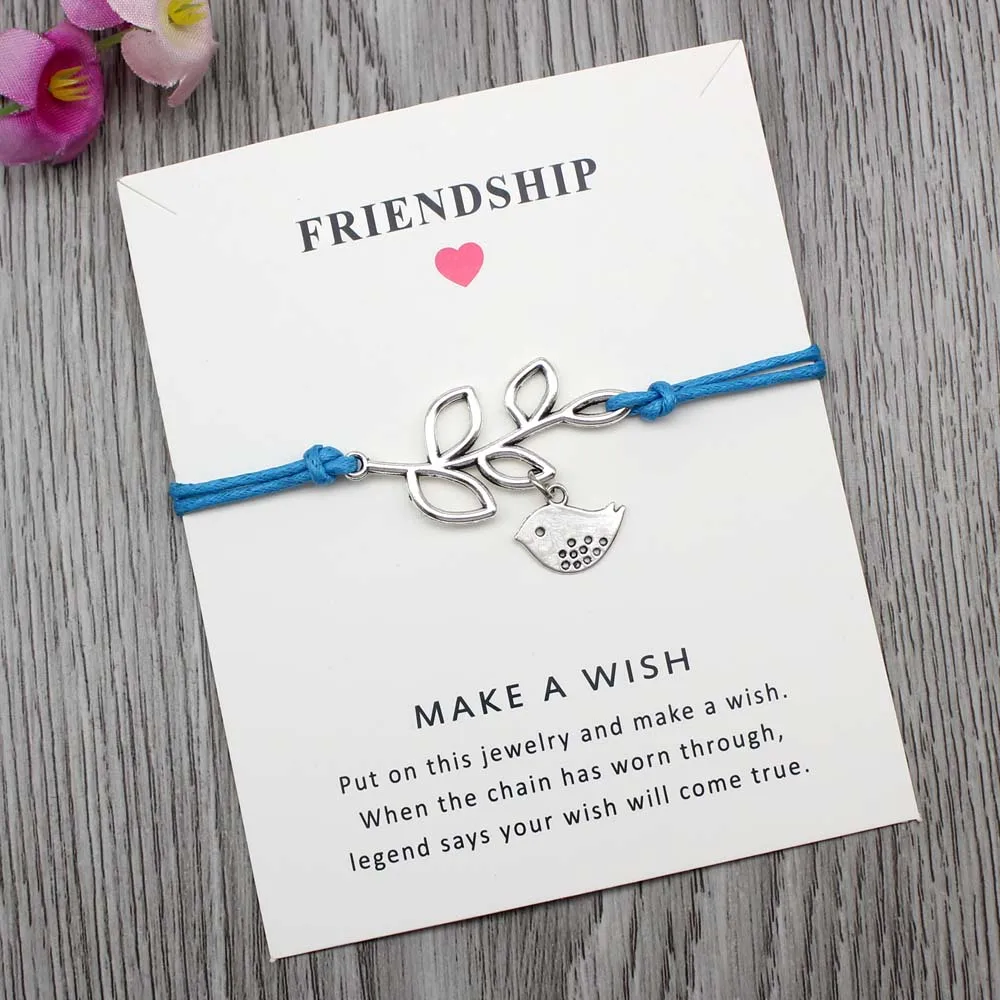 

Custom-Branch Birds Owl Unicorn Sea Turtles Tortoise Animal Antique Silver Charm Bracelets Jewelry with Card