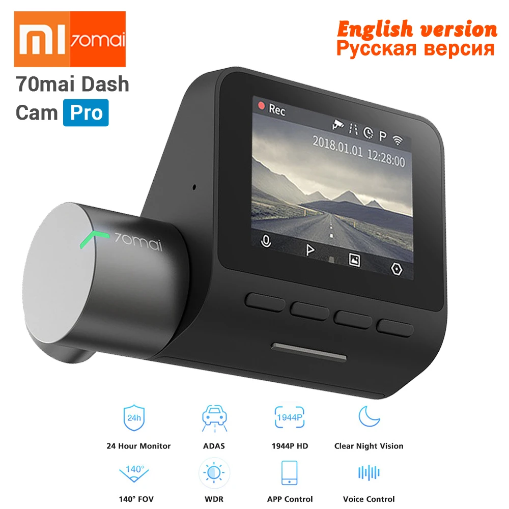 New Xiaomi 70mai Dash Cam Pro GPS IMX335 WIFI Voice Smart Control Night Version DVR 1944P HD 140FOV Car Cam 24H Parking Monitor
