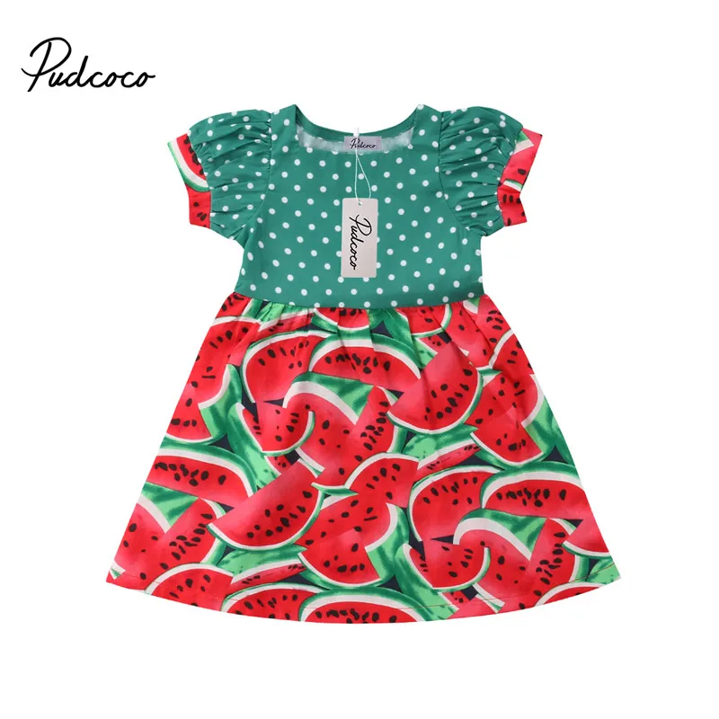 

Kids Dress 2018 Summer Short Sleeve Sundress Watermelon Pattern Baby Girls Dresses Cute Children Clothes 6M-3T