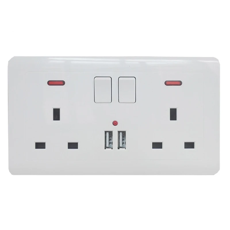 Smart Dual USB port UK Wall Socket Panel Multi function Power Plug