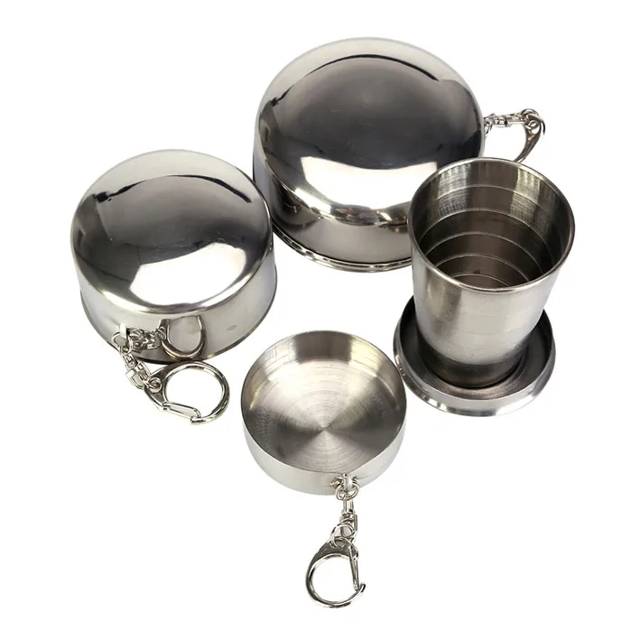 

3Pcs 75ml Stainless Steel Camping Folding Cup Traveling Outdoor Camping Hiking Mug Portable Collapsible Foldable Cup Bottle