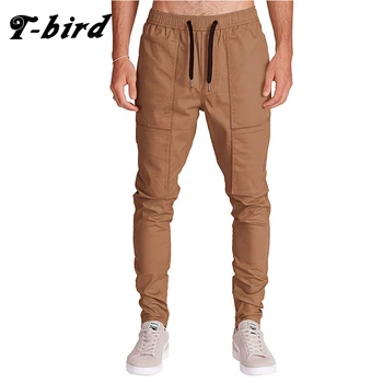 

T-Bird Pants Men 2018 Brand Joggers Hip Hop Sweatpants Solid Color Fashion Streetwear Trousers Men pantalon hombre Men Pants XXL