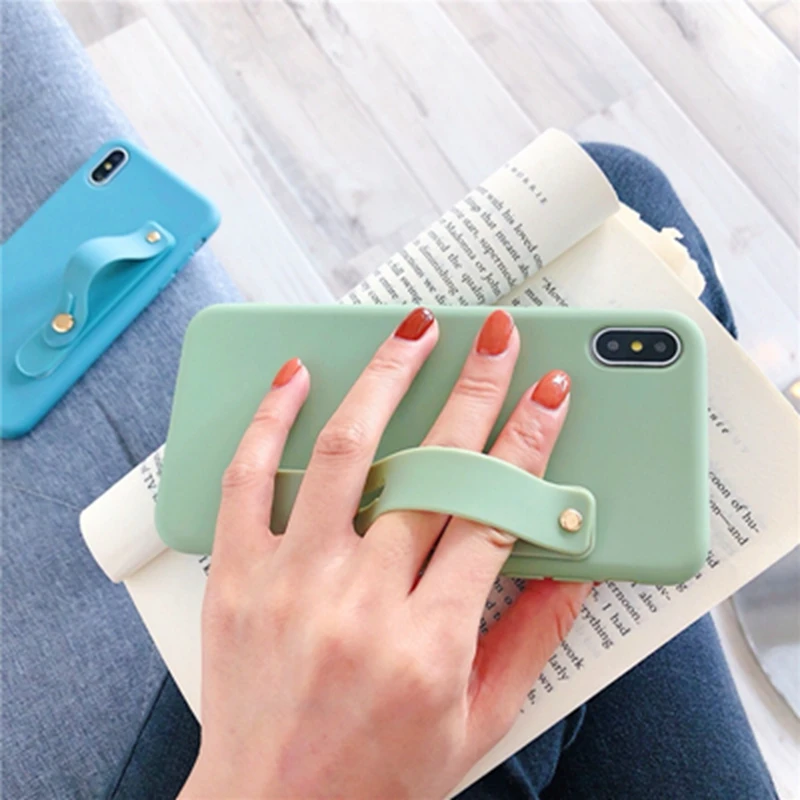 Розовый Силиконовый кронштейн браслет чехол для телефона для iphone 6 6s 7 8 плюс все включено "анти-осень мягкая оболочка против падения Чехол XS Max X