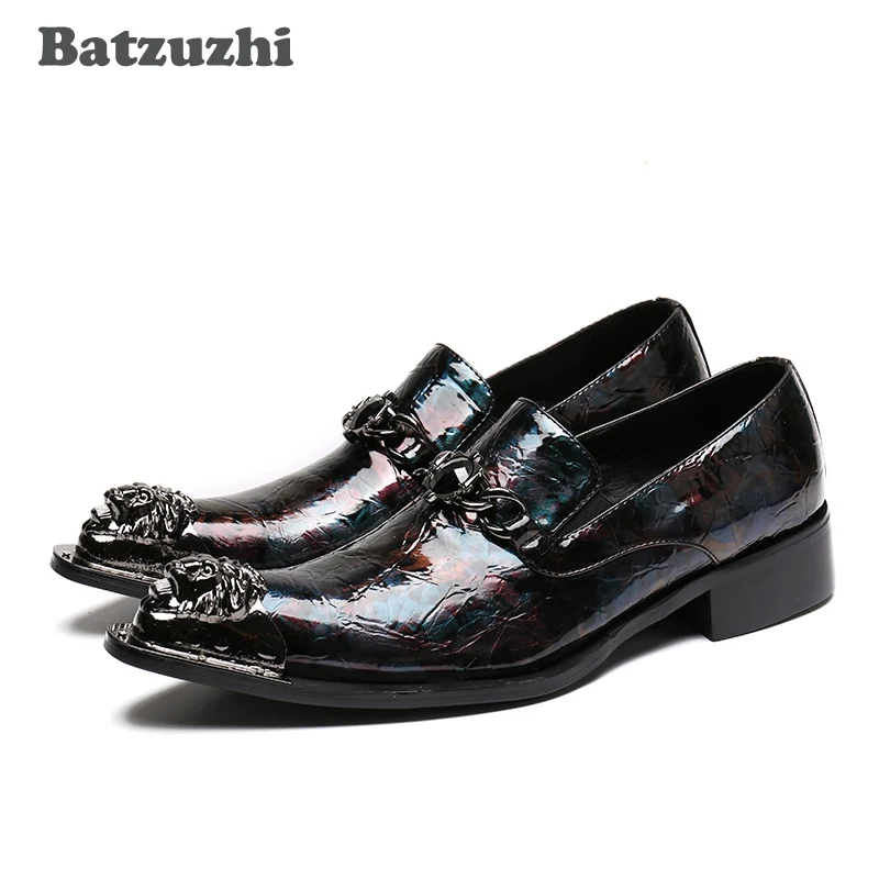 

Batzuzhi Personalized Leather Men's Shoes Business Men's Pointed Shoes Slip-on Italian Style Dress Shoes for Men, EU38-46