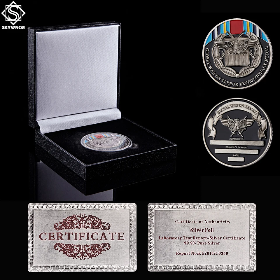 

USA Challenge Collectible Coin Global War On Terror Expeditionary Awarded To Branch of Service Replica Coin W/ Luxury Box