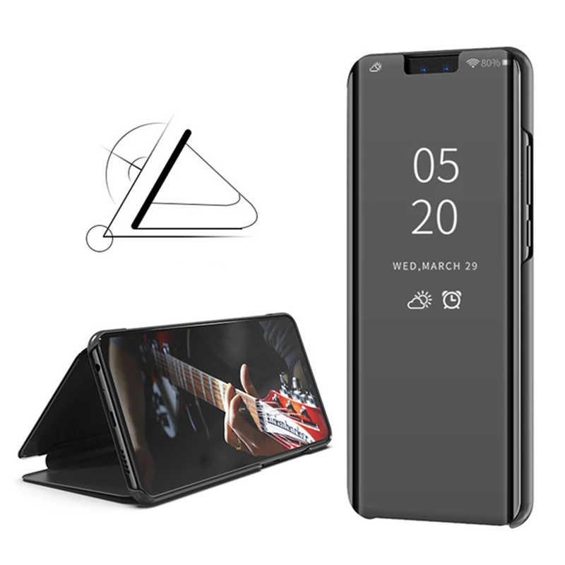 Прозрачный зеркальный кожаный чехол для Huawei Y5 Y7 Prime Y6 Y9 2018 P Smart Plus 2019 Honor 10 9 8 Lite 8X Max