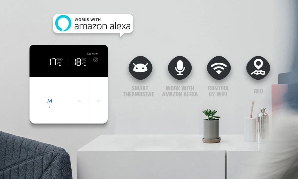 Wi-Fi терморегулятор для отопления теплого пола Tuya Alexa Google Home Управление теплый пол обогреватель Термостат 16A 110 V-240 V