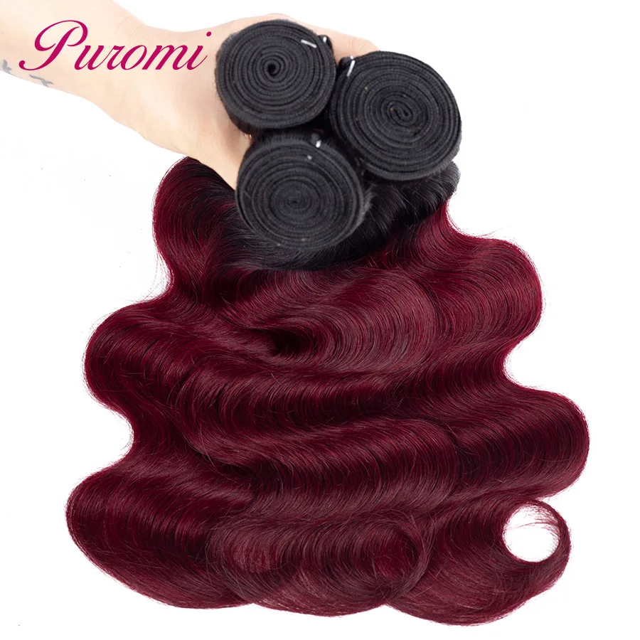 Puromi Hair Malaysian Body Wave 3 Bundles with Closure 1b/99j Ombre 100% Human Hair Weave Non-remy Natural Red Hair Extension Puromi Hair Malaysian Body Wave 3 Bundles with Closure 1b/99j Ombre 100% Human Hair Weave Non-remy Natural Red Hair Extension