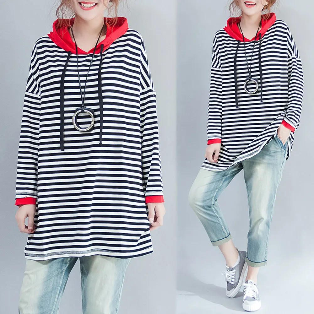 

Cotton Striped Autumn Maternity Hoodie Pregnant Women Hoodies Long Maternity Hooded Sweatershirt Ropa De Maternidad Pullovers