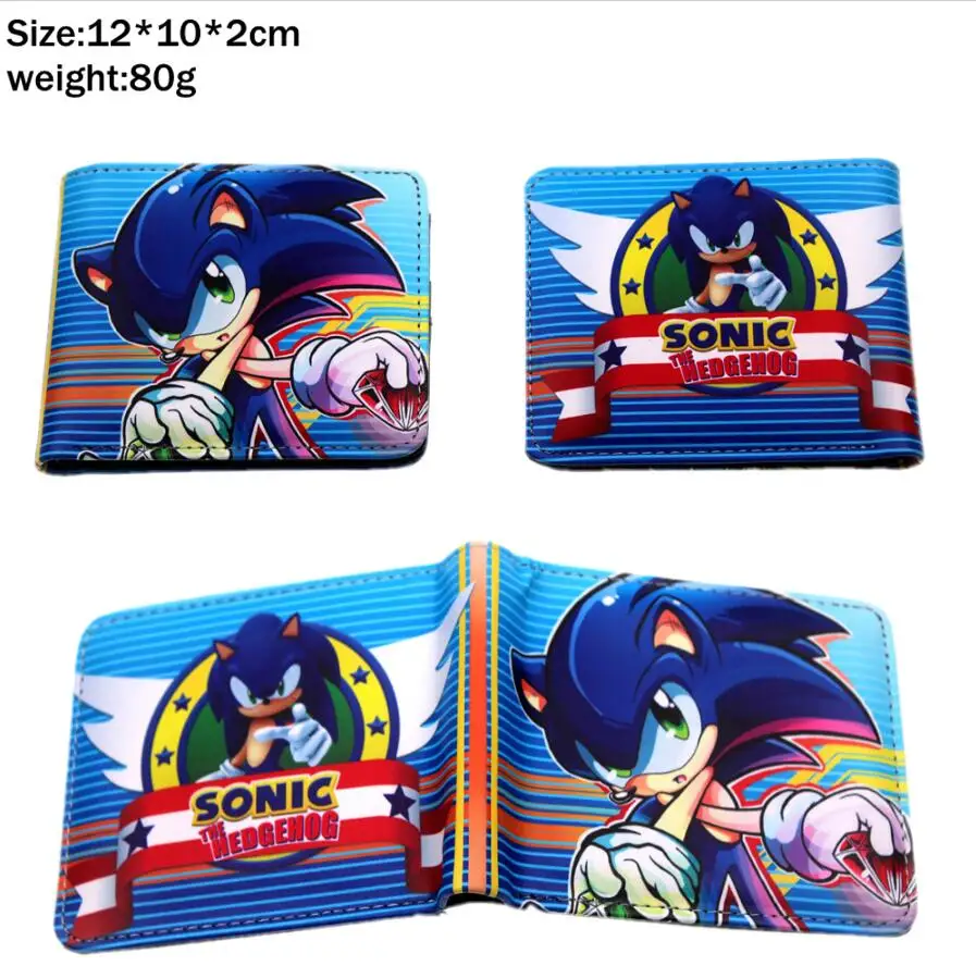 Sonithehedgehogseries Sonic the hedgehogseries pu короткие бумажник двойного сложения держатель для кредитных карт с фотографиями держателя слоев Кошелек для