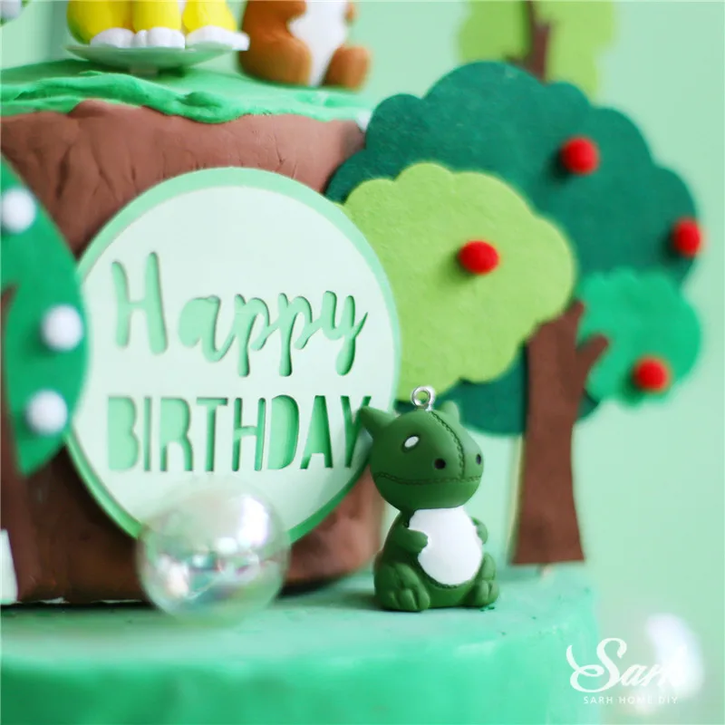 Ins войлочные яблони Торт Топперы динозавр кукла Лев украшение с днем рождения товары для детской вечеринки выпечки сладкий подарок