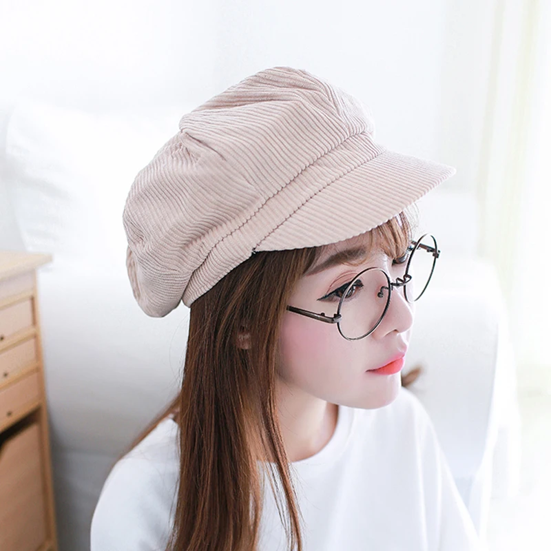 GAOKE Women Vintage Newsboy Cap Beret Beret Painter Winter Hats For Women Men Female Bone Lady Male Femme Classic Octagonal Caps