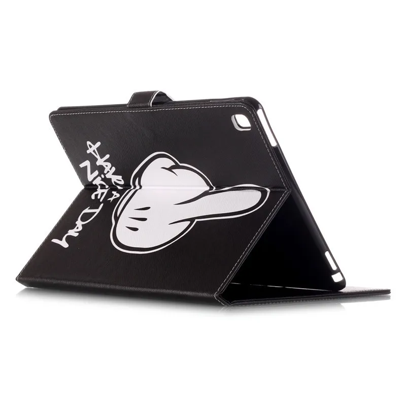For ipad pro 9.7 Mini Case Smart Tablet Cover Flip Wallet Stand PU Leather Card Holder Black Finger Pattern For Apple Ipad pro  (27)
