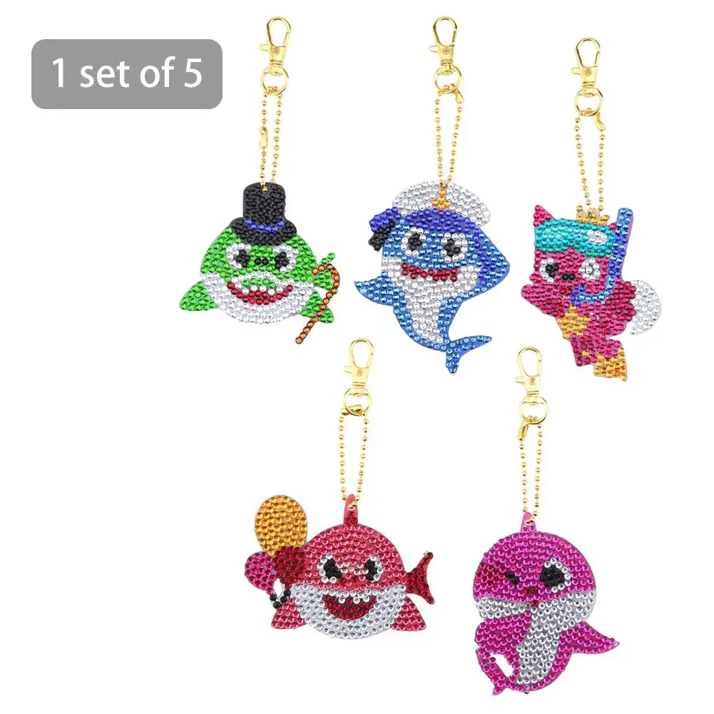 

1-5Pcs Cartoon DIY Diamond Painting Embroidered Keychain Pendant Decoration Set Special Shaped Key Chain Women Bag Keyrings
