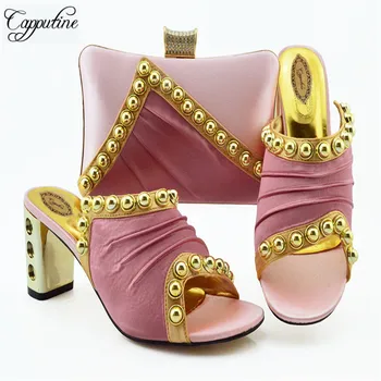 

Capputine New Arrival Italian Woman Shoes And Bag Set African Decorated With Rhinestone Pumps Shoes And Bag Set For Wedding