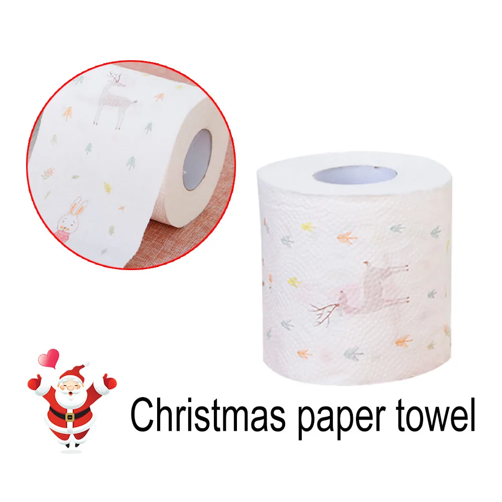 

1 Roll Santa Claus Printed Merry Christmas Toilet Paper Tissue Table Room Decor Christmas Party Ornament DIY Craft Paper Kerst