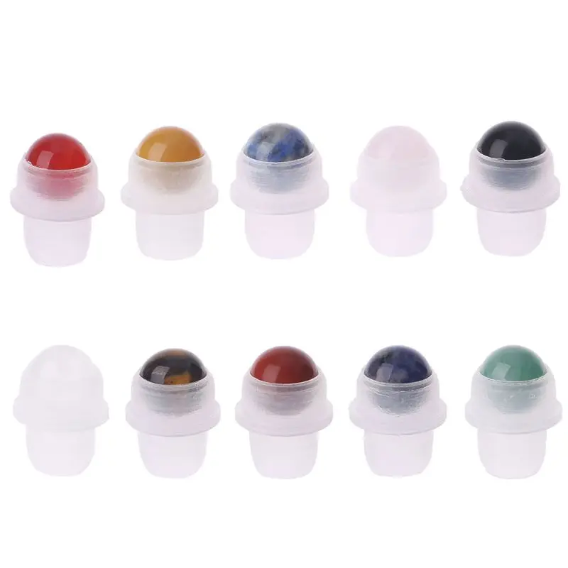 

Natural Semiprecious Stones Essential Oil Perfume Bottle Refillable Gemstone Roller Ball 10 Colors