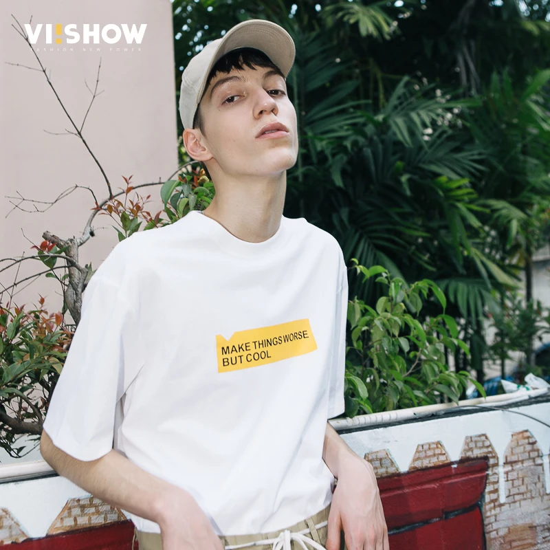 VIISHOW/Летняя футболка с короткими рукавами топы из 100% хлопка Повседневная