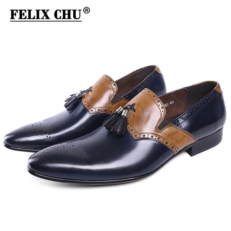 FELIX CHU Autumn New Genuine Leather Men Formal Shoes With Tassel