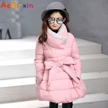 Girls Winter Coats Cotton Padded Jackets For Girl Kids Clothes Thicken Warm Fur Collar Winter Parkas Brand 2017 Children Clothes