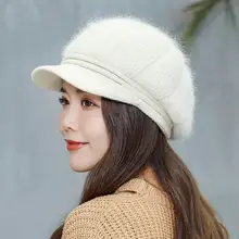 GBCNYIER вязать Кролик Мех животных смешанный хлопок кепки модные короткие поля для женщин козырек зима утепленная одежда солнцезащитный крем
