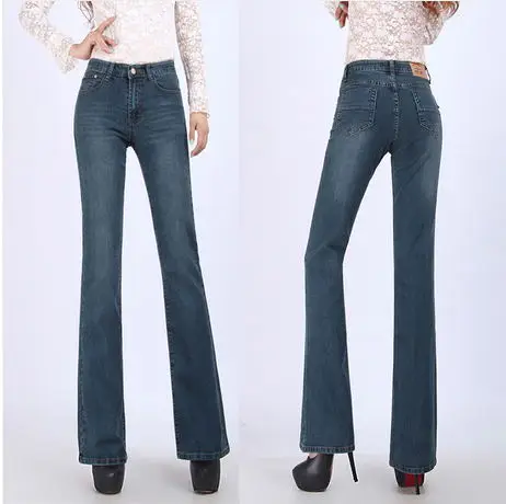 2013 spring plus size female trousers women's in high waist of the bell-bottom jeans denim trousers