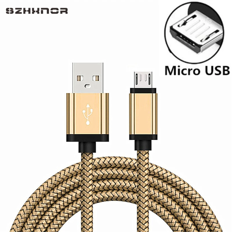 Micro USB быстрая зарядка кабель для Samsung Galaxy A3/A5/A7 J3 S7 край 2/3 метровый Kabel телефон Зарядное устройство короткий шнур - Цвет: Золотой