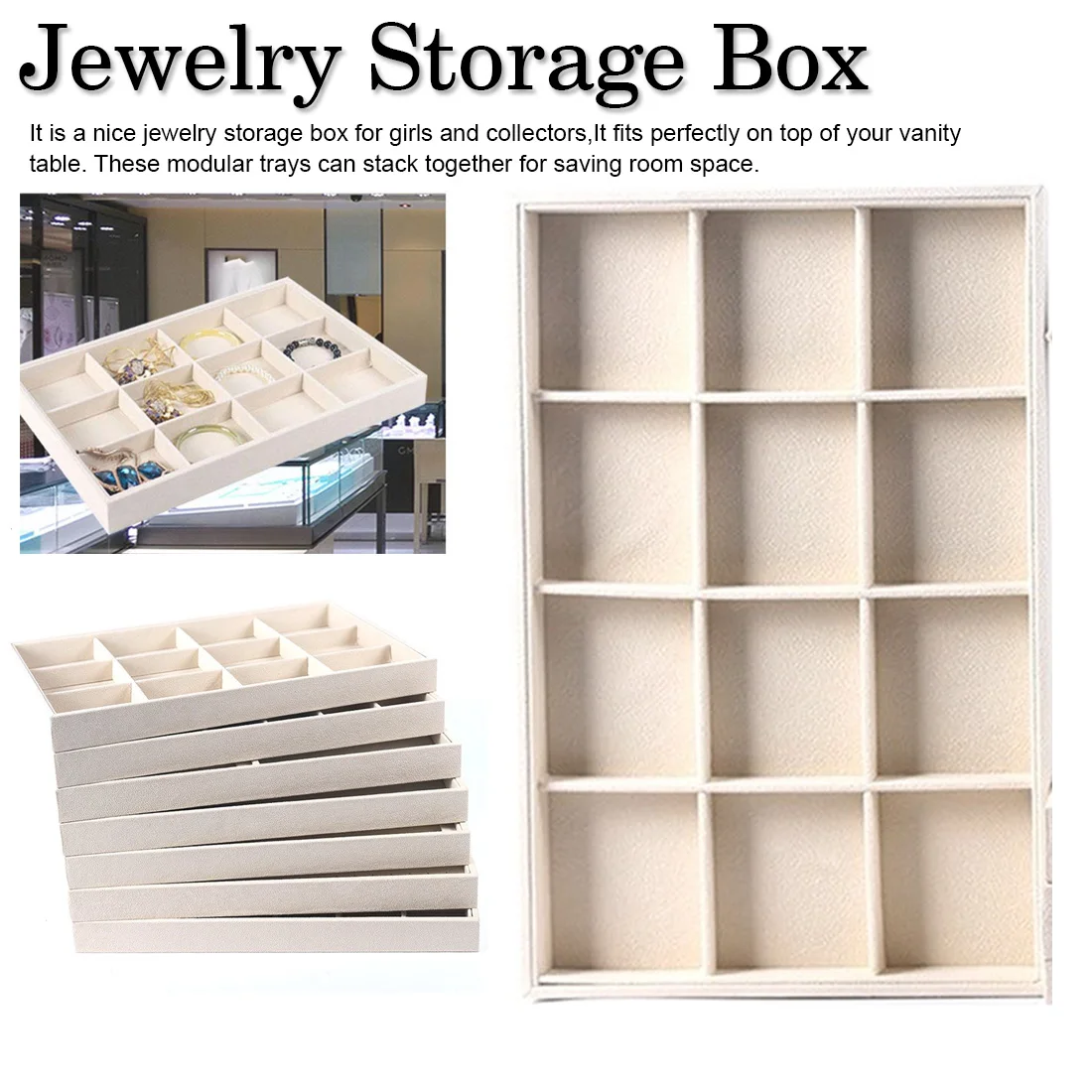 

Ladies New Arrival DIY Jewelry Box Drawer Storage Organizer Soft Jewelery Earring Necklace Pendant Bracelet Tray