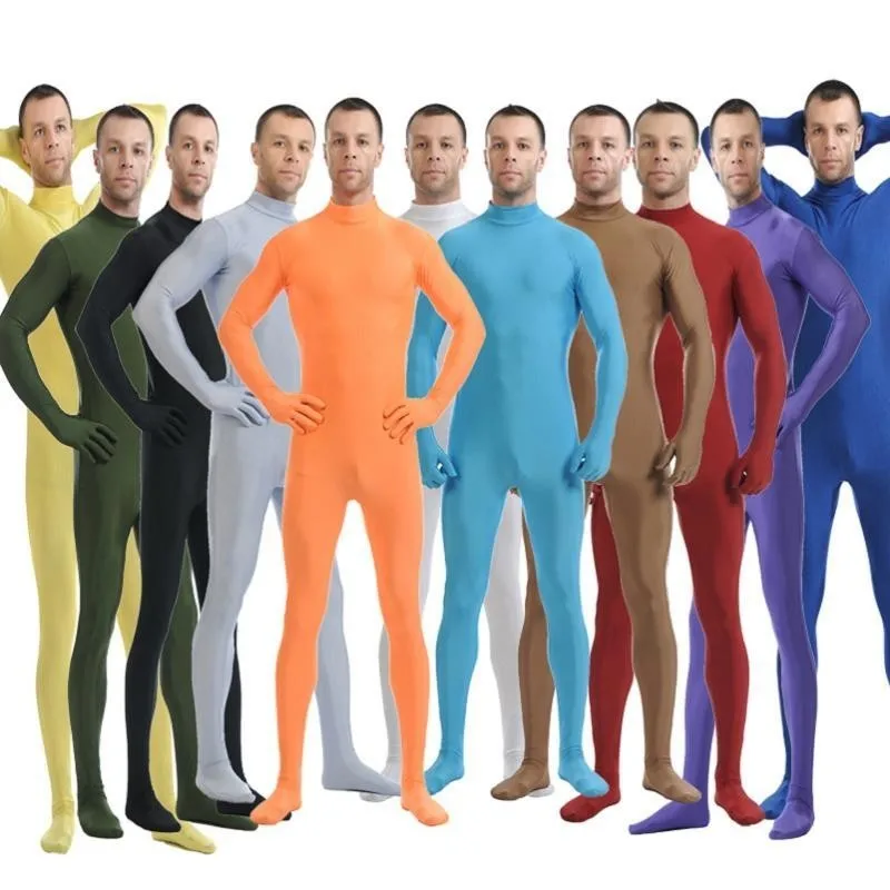 

Full Body Skin Tight Jumpsuit Suit Lycra Zentai Bodysuits Long Sleeves Back Zipper Adult Kids Halloween Without Mask For Men