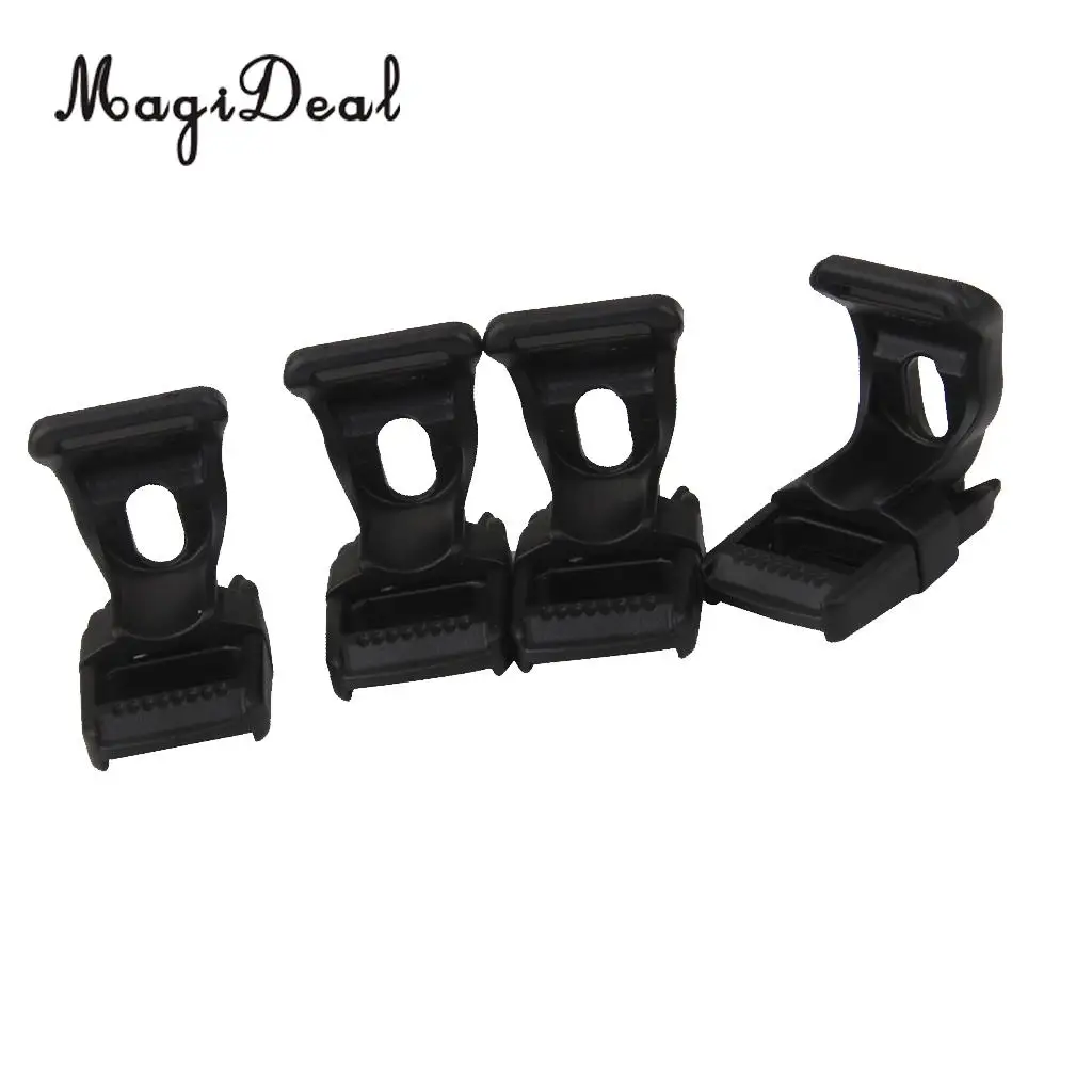 MagiDeal 4pcs Black Nylon Plastic Camping Tent Pole Fixing Split Buckles