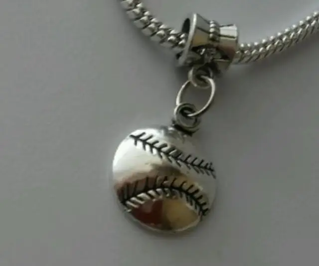 Baseball Softball Sports Ball Dangle Bead Fits European Charm Baseball Softball Sports Ball Dangle Bead Fits European Charm Bracelet Or Clip On Charms 30pcs