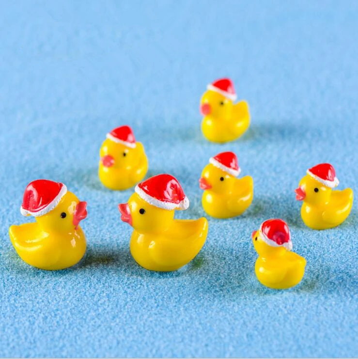 

resin Christmas decorating Christmas cap little yellow little yellow duc diy Micro landscape decoration Resin handicraft 20pcs