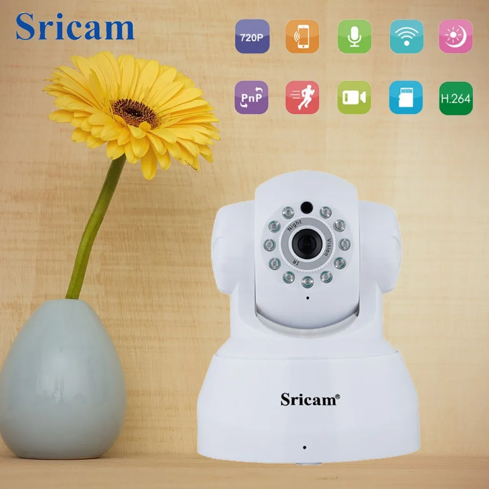Sricam SP012 HD видеоняня беспроводная WiFi камера панорамирование наклона ночного