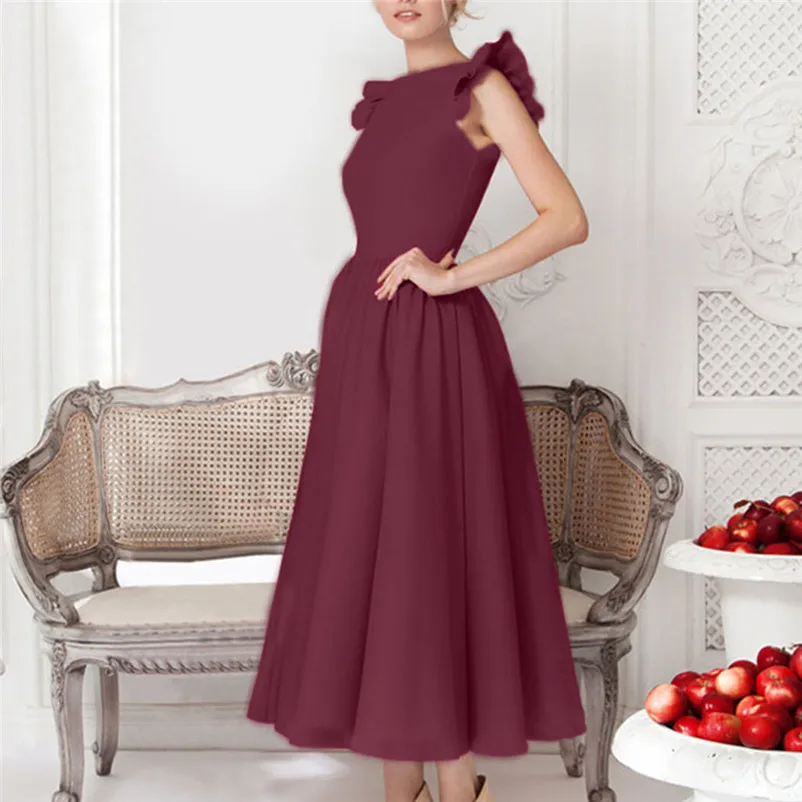 Women Formal Butterfly Sleeveless O-Neck Prom Evening Party Mid-Calf Dress new arrival stylish gorgeous the dress N28 (14)