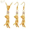 Conjunto de collar y pendientes con dije de gato U7 para mujer, regalo de Color plateado/dorado para mujer, conjuntos de joyería de Boda nupcial kawaii a la moda, S3103 ► Foto 1/6