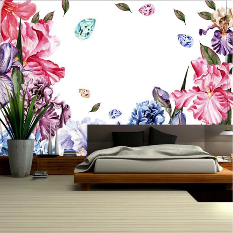 Us 22 15 45 Off 3d Desktop Wallpaper Girls Wall Mural Hand Painted Watercolor Flower Wallpaper For Walls Wallpapers And Backgrounds Room Decor In