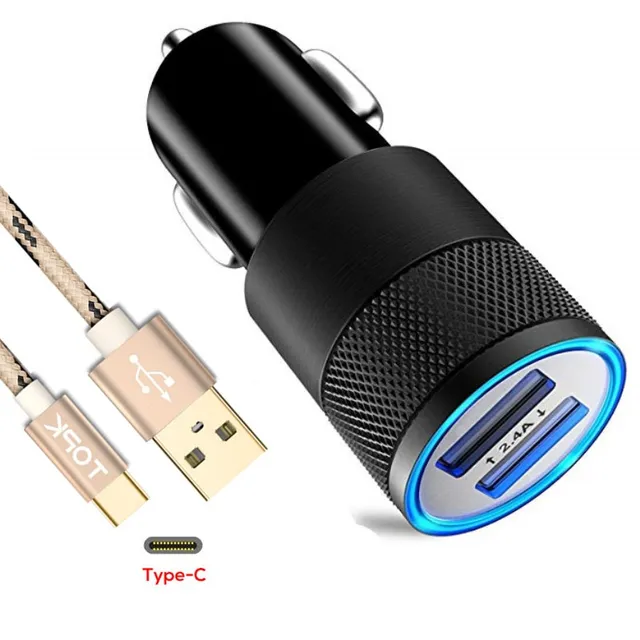 Doble En Coche Cargador con Cable De Carga Usb Tipo C Para Huawei P Smart Pro 2019
