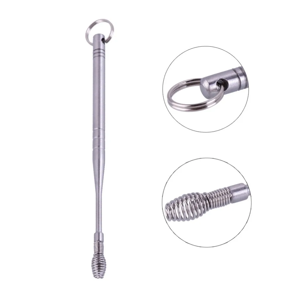 Stainless Steel Ear Pick Wax Remover Cleaner Earpick Curette Ear Spoon Earwax Clean Cleaning Tool with Key Chain End#276538