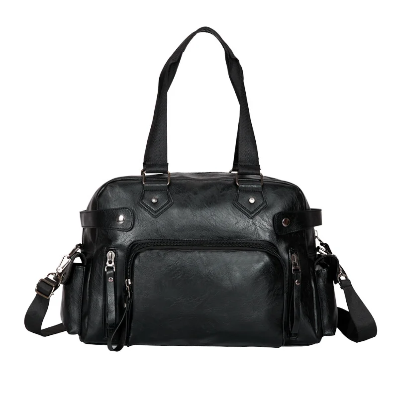Wellvo, мужская деловая сумка, большая, сумка-тоут, для путешествий, мессенджер, для ноутбука, из искусственной кожи, вещевые сумки, мужская сумка через плечо, для мужчин, XA8C - Цвет: Black