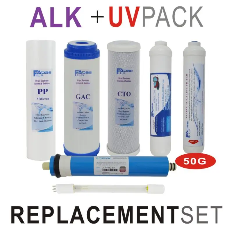 ALKALINE + UV PACK REPLACEMENT SET 50GPD SHORTEN