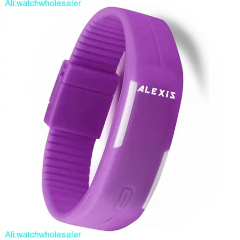 DW447B Rectangular Violet Watchcase Silicone Violet Band Men Women Digital Watch