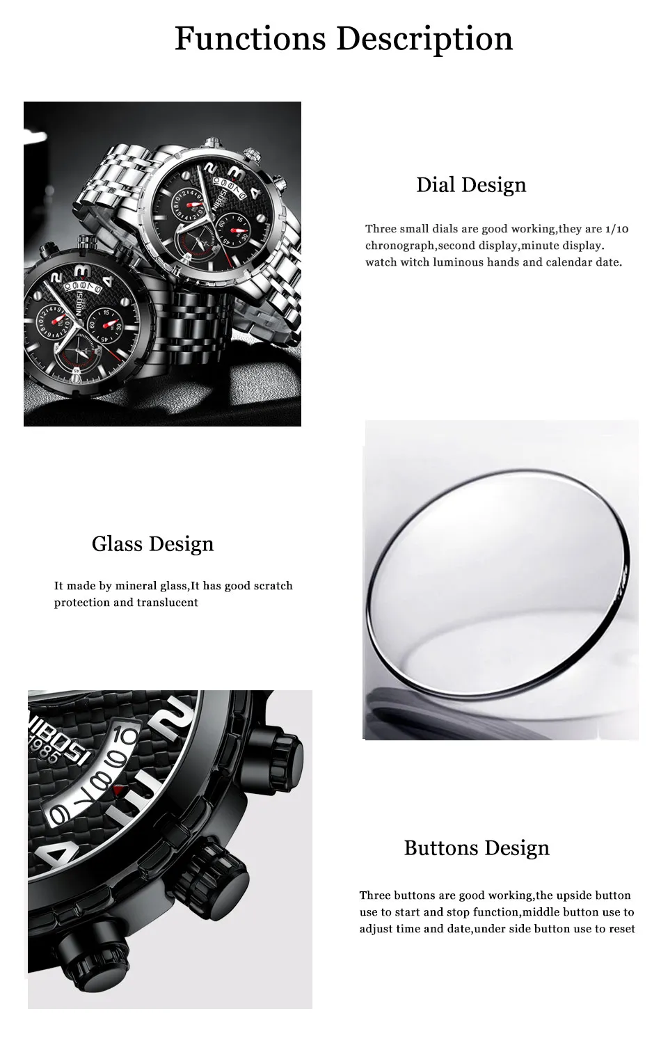 Relogios NIBOSI Luxury BrandSprotMilitary Watch Men WaterproofWatches 2018 Chronograph Wrist Watches Stainless Steel Sport    (7)