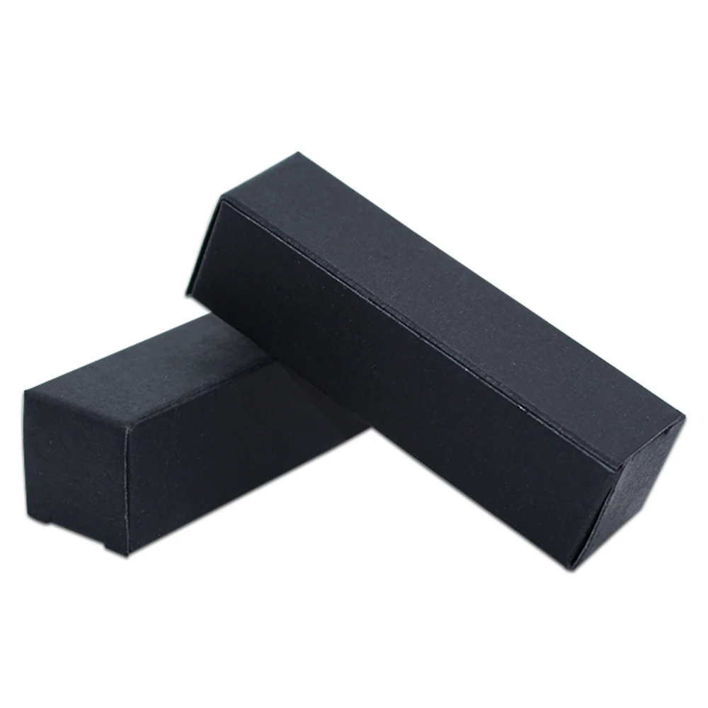 100 бумажная коробка для украшений черная компактная крафт-бумага 2*2*8,5 см упаковка коробки вечерние Косметическая Помада Мини 0,7" x 0,78" x 3,3" складная коробка